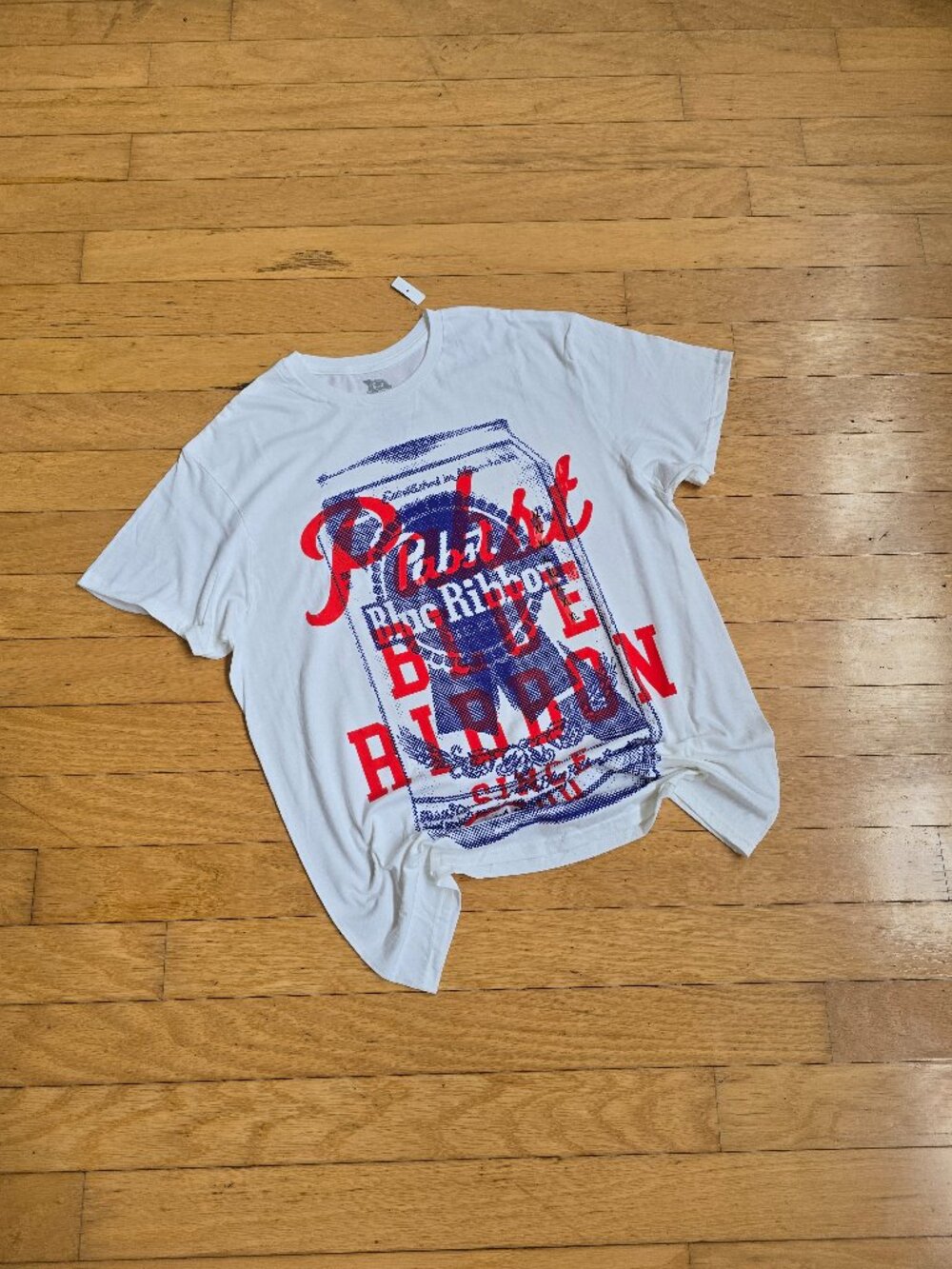 Pabst Blue Ribbon | Vintage Style White Short Sleeve T-shirt | Men's XL